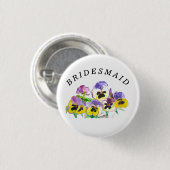 Bridesmaid Stiefmütterchen Floral Vintag Girly Wed Button (Vorne & Hinten)