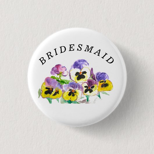 Bridesmaid Stiefmütterchen Floral Vintag Girly Wed Button (Vorderseite)