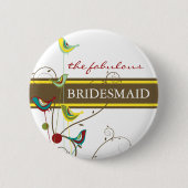 BRIDESMAID Summer Birds and Wirbel Wedding Button (Vorderseite)