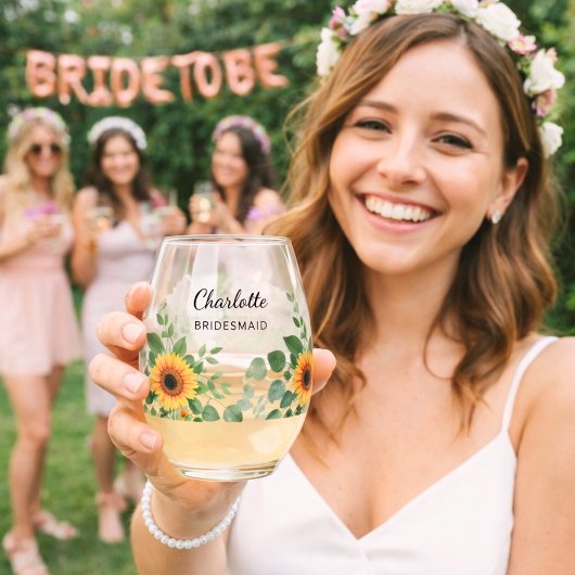 Bridesmaid sunblues eucalyptus name weinglas ohne stiel