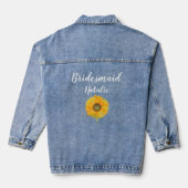 Bridesmaid Sunflower Blume Wedding Bachelorette Jeansjacke (Rückseite)