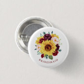 Bridesmaid Sunflower Fall Bloral Button (Vorne & Hinten)