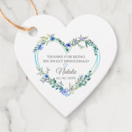 Bridesmaid Thank You Floral Heart Garland in Blue Geschenkanhänger