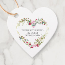 Bridesmaid Thank You Floral Heart Garland in Red Geschenkanhänger