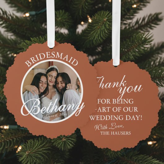 Bridesmaid Thank You Keepsake Wedding Ornament Karte