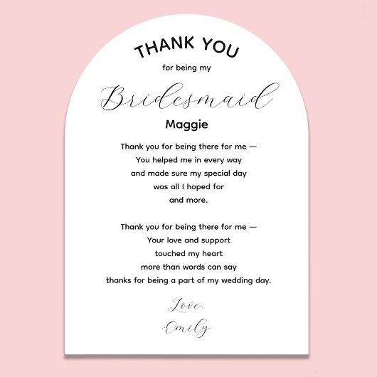 Bridesmaid Thank You Poem from Bride Acryleinladungen