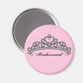 Bridesmaid Tiara Magnet (rosa Hintergrund) (Vorderseite/Rückseite)