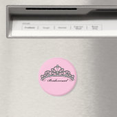 Bridesmaid Tiara Magnet (rosa Hintergrund) (In Situ (Geschirrspüler))