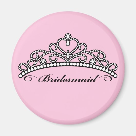 Bridesmaid Tiara Magnet (rosa Hintergrund) (Vorne)