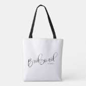 Bridesmaid Tote Bag Schwarz-weiß Sweet Calligraphy Tasche (Rückseite)