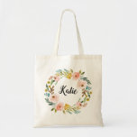 Bridesmaid Tote Bag Vorschlag Custom Kranz Blume Tragetasche<br><div class="desc">Bridesmaid Custom Tote Bag Leinwand mit Blume Blumenkranz. Passen Sie den Namen an!</div>