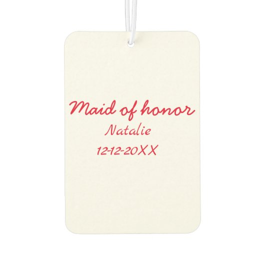 Bridesmaid-Trauzeugin fügen Sie den Text für das J Autolufterfrischer (Rückseite)