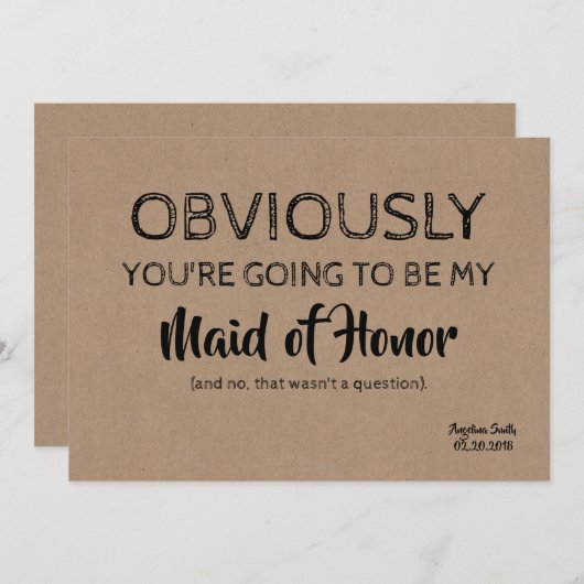 Bridesmaid / Trauzeugin Funny Niedlich Einladung (Vorne/Hinten)