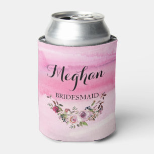 Bridesmaid Trauzeugin Pink Wasserfarbe Coozie Dosenkühler