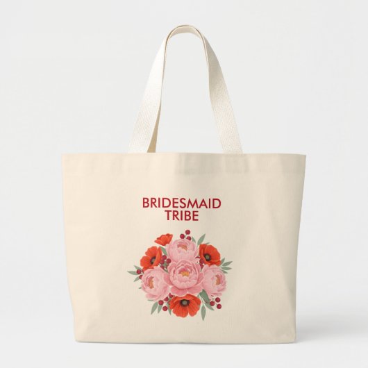 Bridesmaid Tribe Floral Tote Bag Jumbo Stoffbeutel (Vorne)