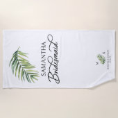 Bridesmaid Tropical Palm Leaf Hochzeit in Urlaubso Strandtuch (Vorderseite)