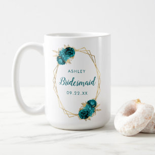 Bridesmaid Turquoise Vintag Floral Gold Geometrie Kaffeetasse