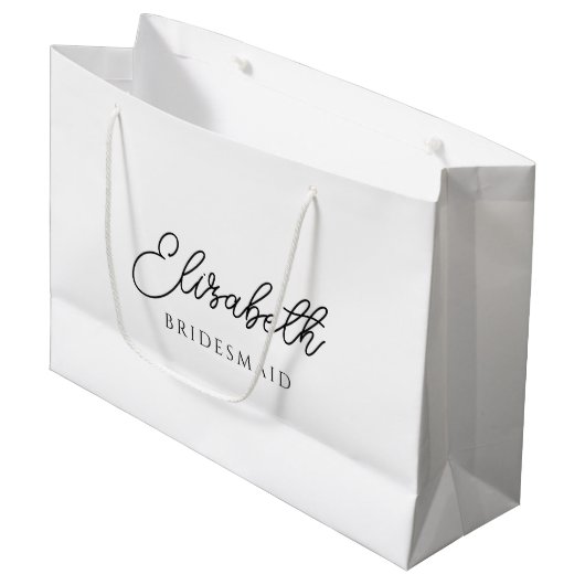 Bridesmaid Typografy Name Template Große Geschenktüte (Vorderseite Schrägansicht)