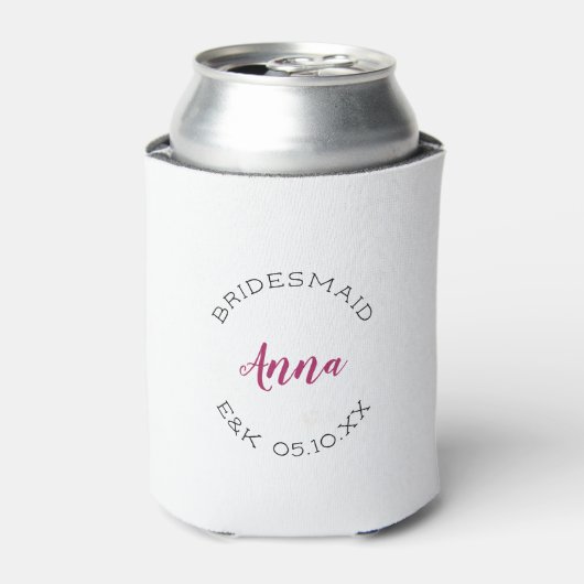 Bridesmaid Typographic Can Cooler Dosenkühler (Kanne Vorderseite)