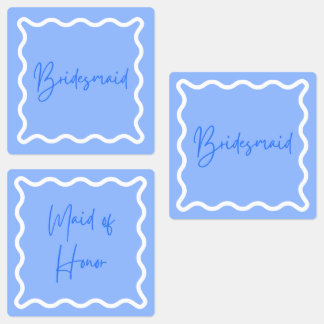 Bridesmaid und Trauzeugin Blue Etiketten