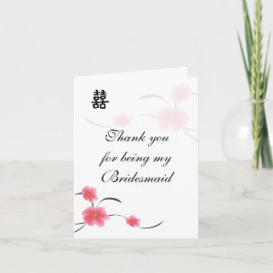 Bridesmaid Vielen Dank Card Cherry Blossom Double  Dankeskarte