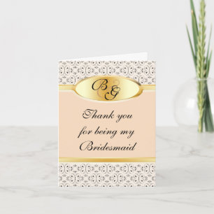 Bridesmaid Vielen Dank Card Pfirsiche und Creme Dankeskarte