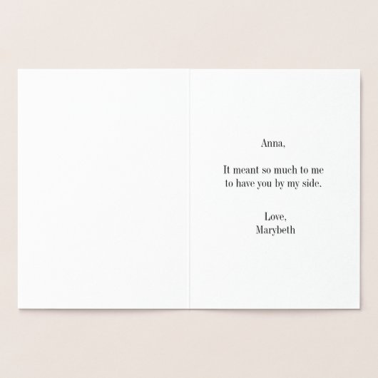 Bridesmaid Vielen Dank Gold Foil Card Folienkarte (Innenseite)