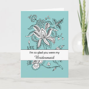 Bridesmaid Vielen Dank mit Blume auf Aquamariner H Karte