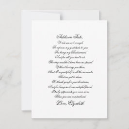 Bridesmaid Vielen Dank, Script Poem Card