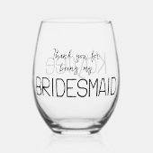 Bridesmaid Vielen Dank Weinglas Ohne Stiel (Vorderseite)