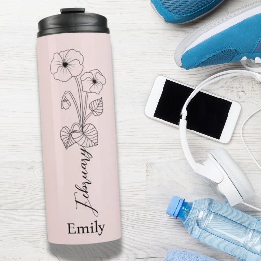 Bridesmaid Violet Birth Month Blume Februar Thermosbecher