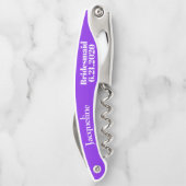 Bridesmaid Violet Gastgeschenk Hochzeit Corkschrau Kellnermesser (Rückseite)