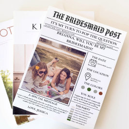 Bridesmaid-Vorlage Zeitung+Bridesmaid-Info-Karte Einladung