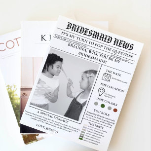 Bridesmaid-Vorlage Zeitung+Bridesmaid-Info-Karte Einladung