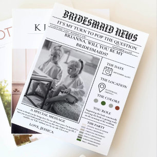 Bridesmaid-Vorlage Zeitung+Bridesmaid-Info-Karte Einladung