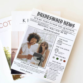 Bridesmaid-Vorlage Zeitung+Bridesmaid-Info-Karte Einladung