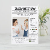 Bridesmaid-Vorlage Zeitung+Bridesmaid-Info-Karte Einladung (Stehend Vorderseite)