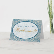 Bridesmaid Vorschlag Blue Floral Morris Card