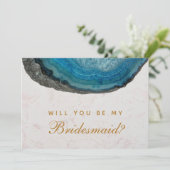 Bridesmaid-Vorschlag Blue Geode Agate Marble Karte (Stehend Vorderseite)