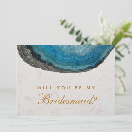 Bridesmaid-Vorschlag Blue Geode Agate Marble Karte (Stehend Vorderseite)