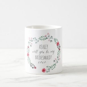 Bridesmaid-Vorschlag bothanische Aquarellfarben-Ta Kaffeetasse