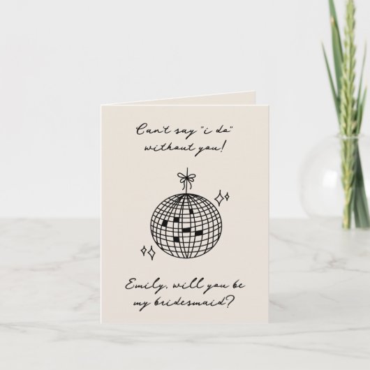 Bridesmaid Vorschlag Card Retro Disco Ball Wedding Dankeskarte (Vorderseite)