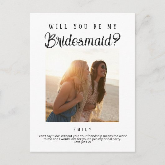 Bridesmaid-Vorschlag, Custom Newspaper Postkarte (Vorderseite)