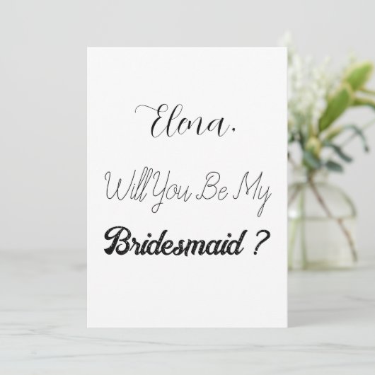 Bridesmaid Vorschlag Elegant Simple Trendy Wedding Einladung (Stehend Vorderseite)