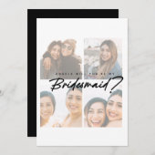 Bridesmaid-Vorschlag falten Foto Collage Flat Card (Vorne/Hinten)