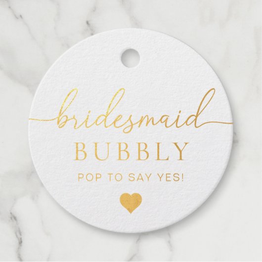 Bridesmaid Vorschlag Foil Favor Tag (Vorderseite)
