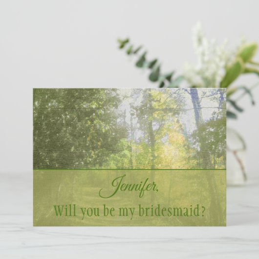 Bridesmaid-Vorschlag Forest Einladung (Stehend Vorderseite)