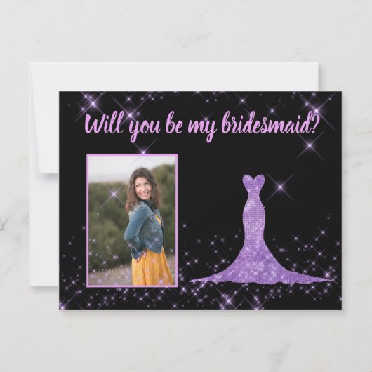 Bridesmaid Vorschlag Foto mit einstellbarer Grenze Einladung (Vorderseite)