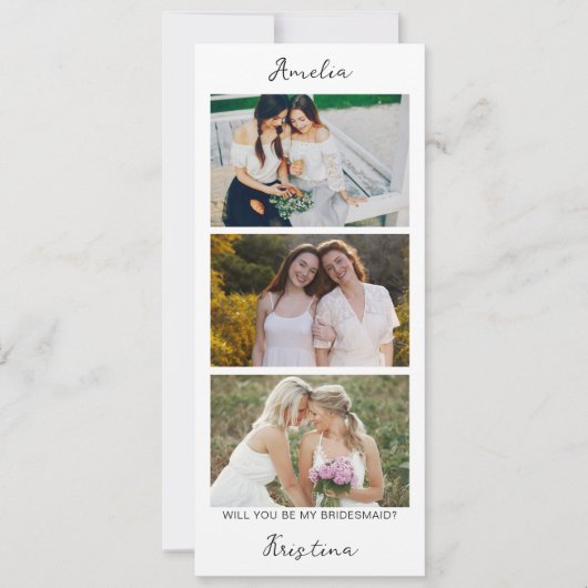 Bridesmaid Vorschlag Foto Strip Trauzeugin Einladung (Vorderseite)