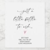 Bridesmaid-Vorschlag Frage Geschenke von Bride Sim Weinetikett (Einzelnes Label)